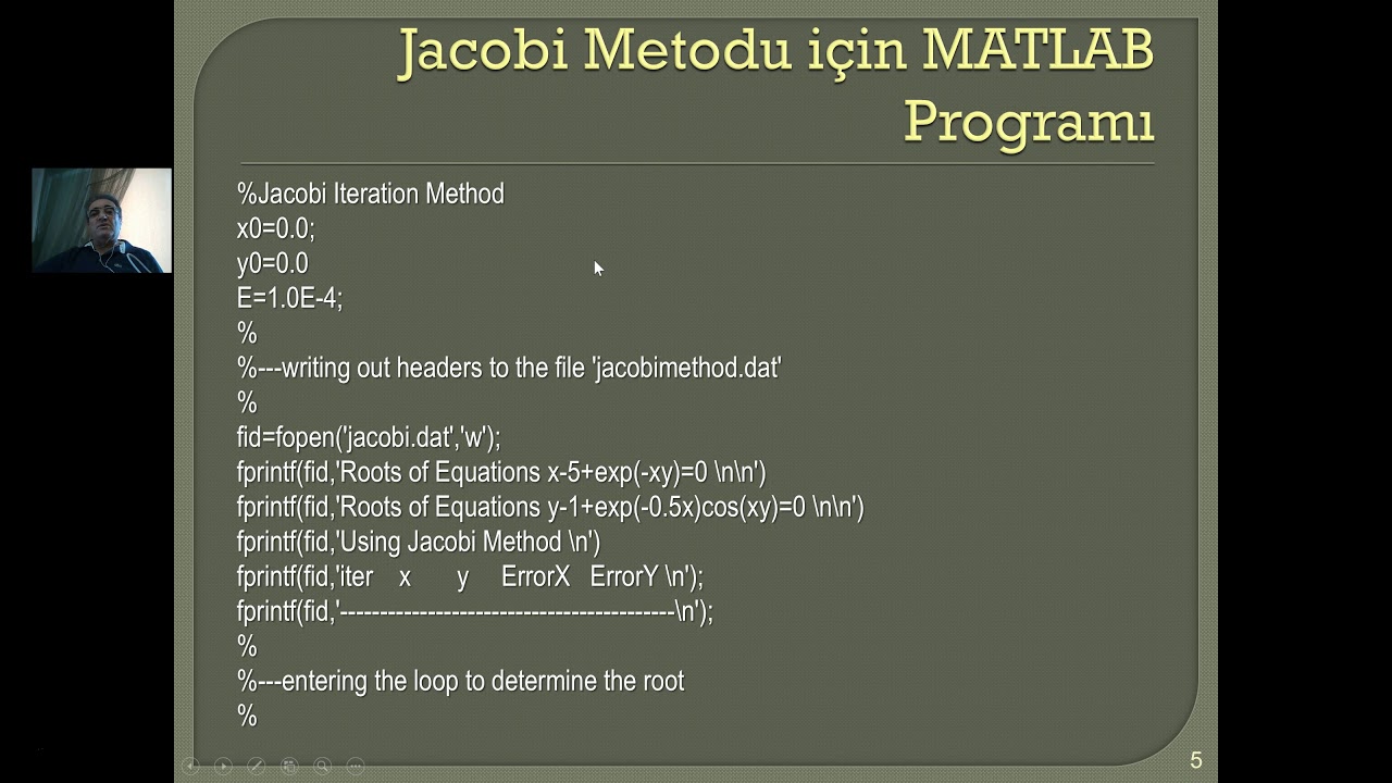 MATLAB Code of Jacobi Method for  AX=b